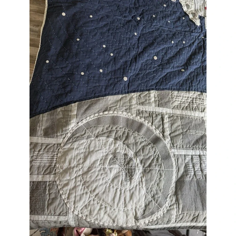 Pottery Barn Kids Star Wars Millennium Falcon Death Star Quilt 84x65 TWIN